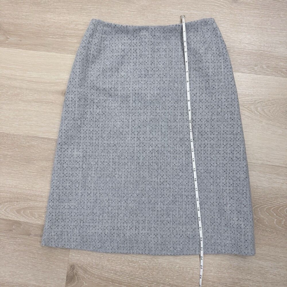 VTG Emanuel Ungaro Laser Cut Wool Skirt 90s Archival Minimalist Career Gray 4 38 - Picture 8 of 12
